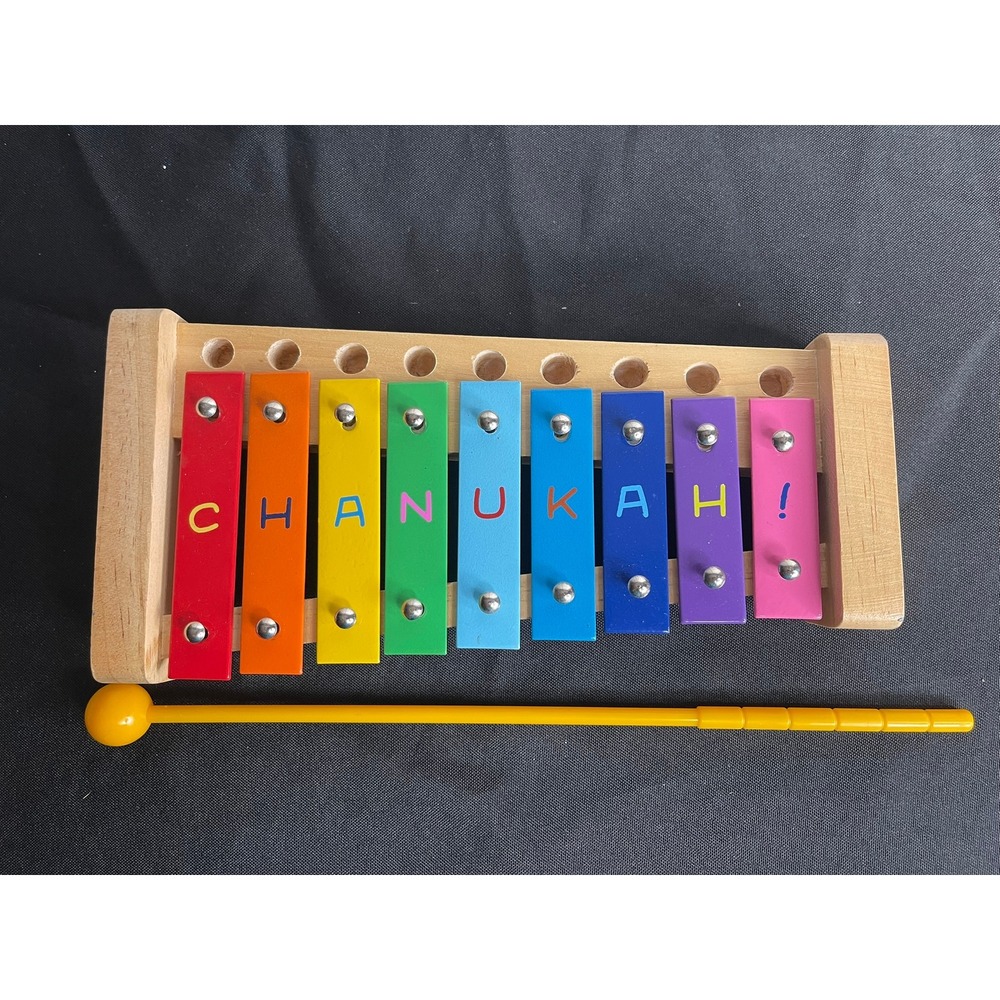 Chanukah Wooden Xylophone Musical Toy Rainbow Metal Keys Hanukkah Holiday Gift
